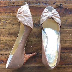 Nine West Taupe Peep Toe Heels